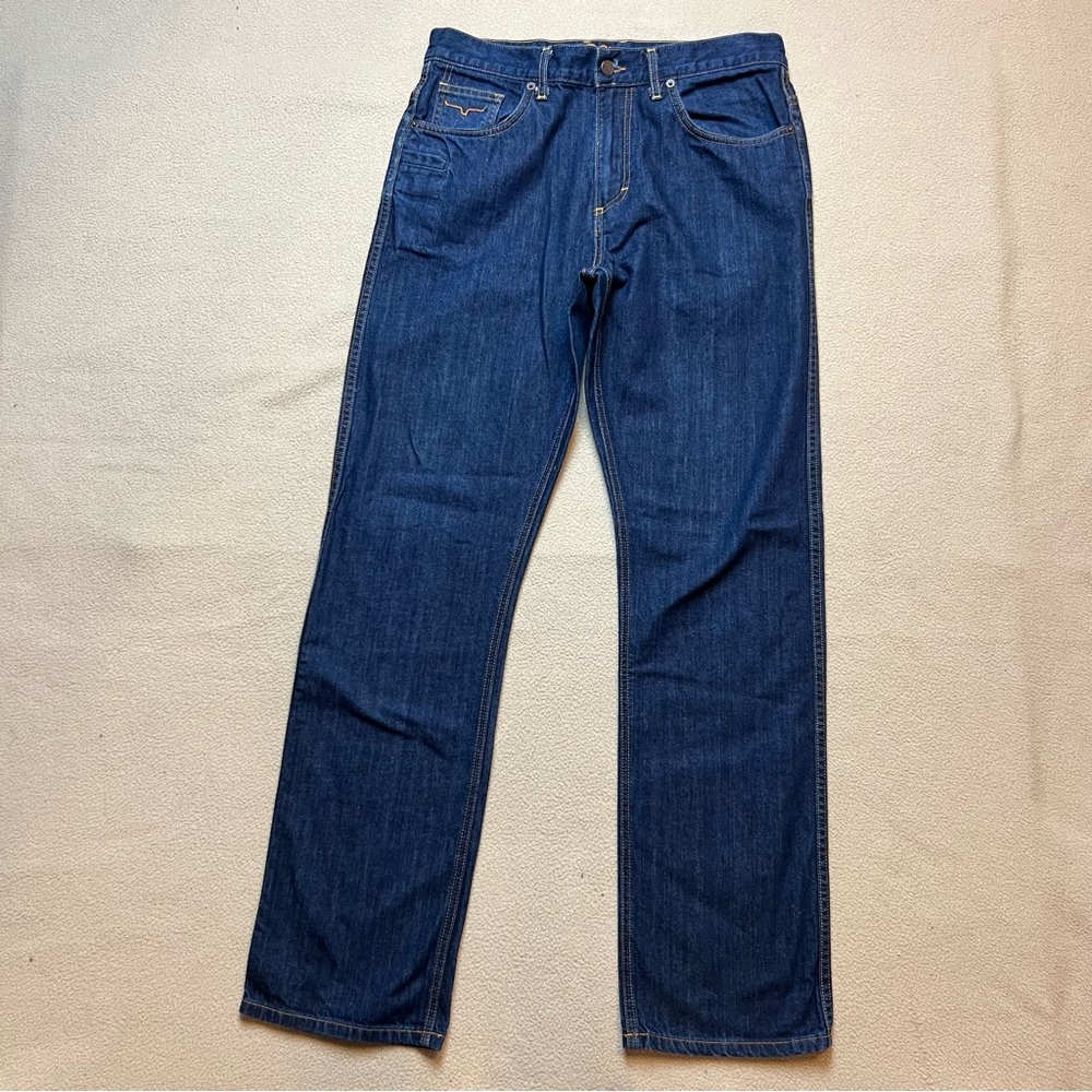 Kimes Ranch Jeans Mens 33x32 Cal Straight Leg Blue Dark Wash Western Denim USA - Picture 1 of 8